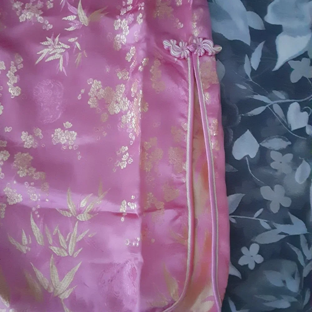 Traditional Asian dress - pink satin girls size 8
